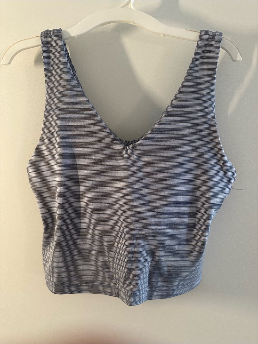 Athleta Striped V-Neck Cropped Tank Top - Blue Gray